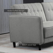 Aosom Sofa Button Tufted Fabric Convertible Sofa Bed with Adjustable Back - Available in 3 Colours