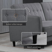 Aosom Sofa Button Tufted Fabric Convertible Sofa Bed with Adjustable Back - Available in 3 Colours