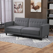 Aosom Sofa Button Tufted Fabric Convertible Sofa Bed with Adjustable Back - Available in 3 Colours