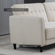 Aosom Sofa Button Tufted Fabric Convertible Sofa Bed with Adjustable Back - Available in 3 Colours