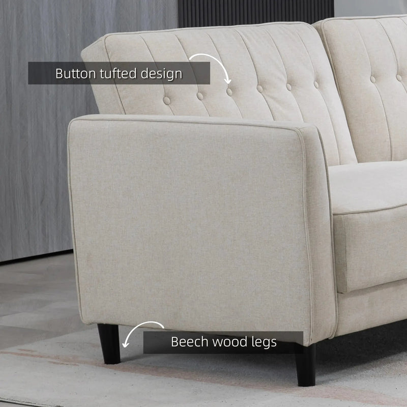 Aosom Sofa Button Tufted Fabric Convertible Sofa Bed with Adjustable Back - Available in 3 Colours