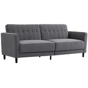 Aosom Sofa Charcoal Grey Button Tufted Fabric Convertible Sofa Bed with Adjustable Back - Available in 3 Colours