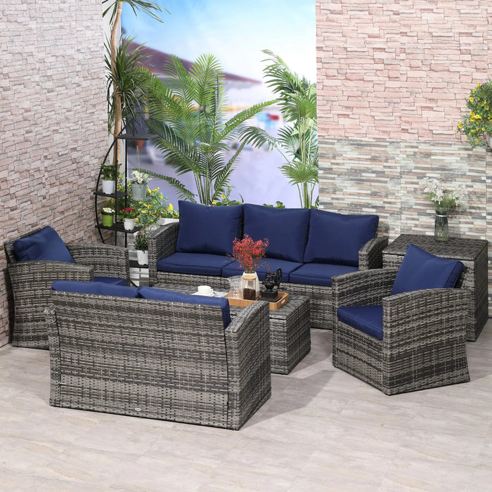 Outsunny Piece Outdoor Patio Rattan Wicker Conversation Sofa Set
