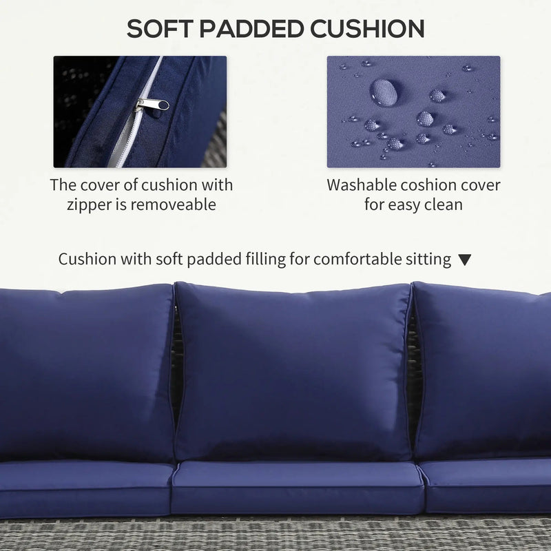 Aosom Sofa Set 6 Piece Outdoor Patio Rattan Wicker Conversation Sofa Set with Storage Coffee Table and End Table - Available in 2 Colours