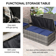 Aosom Sofa Set 6 Piece Outdoor Patio Rattan Wicker Conversation Sofa Set with Storage Coffee Table and End Table - Available in 2 Colours