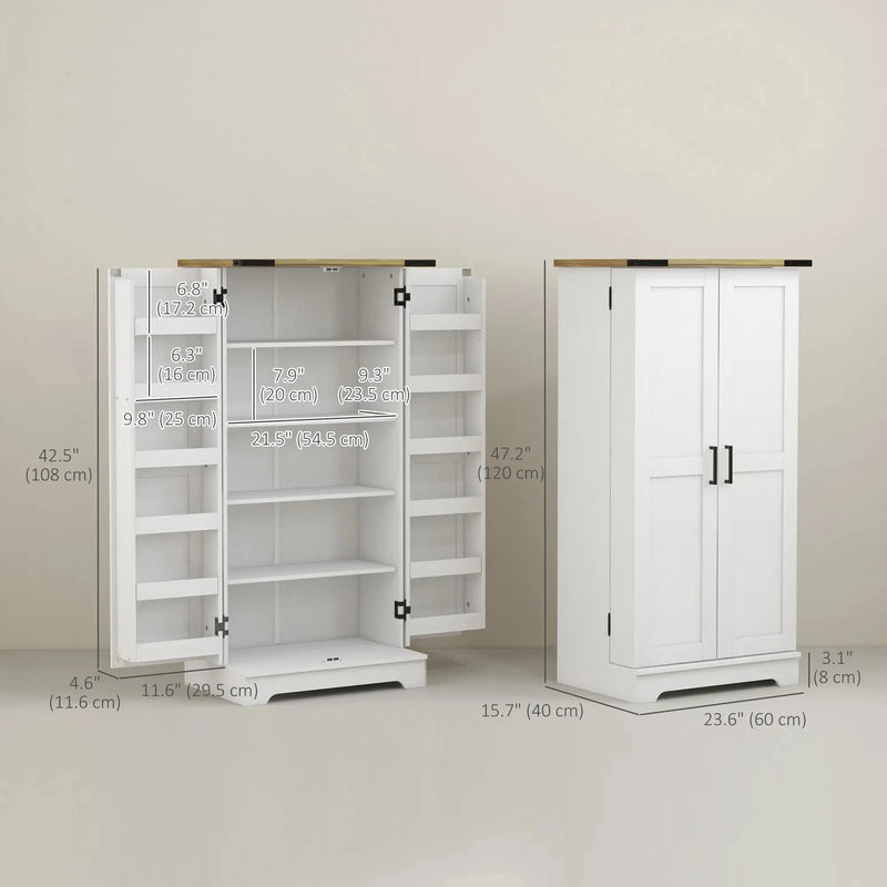 Aosom Storage Cabinet Farmhouse Kitchen Storage Cabinet with Doors and Adjustable Shelves in Cream White