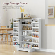 Aosom Storage Cabinet Farmhouse Kitchen Storage Cabinet with Doors and Adjustable Shelves in Cream White