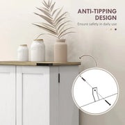 Aosom Storage Cabinet Farmhouse Kitchen Storage Cabinet with Doors and Adjustable Shelves in Cream White