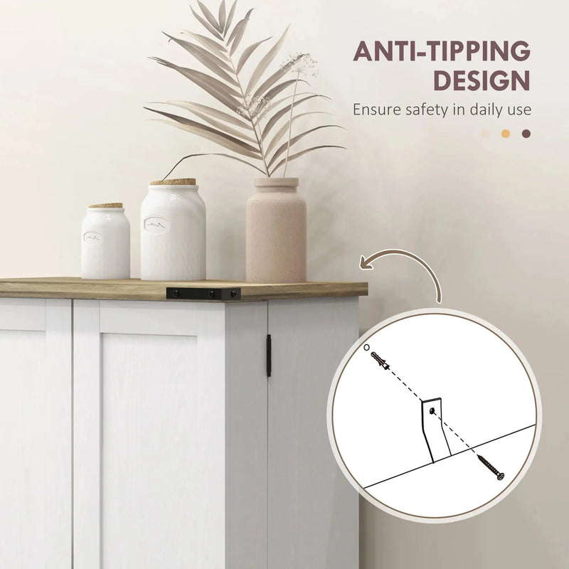 Aosom Storage Cabinet Farmhouse Kitchen Storage Cabinet with Doors and Adjustable Shelves in Cream White