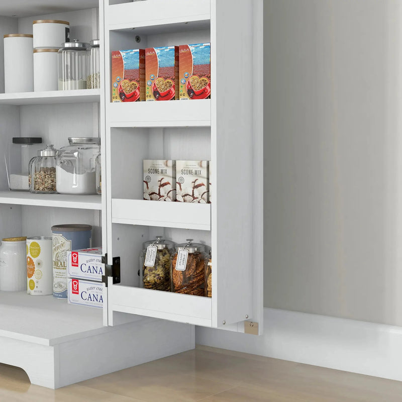 Aosom Storage Cabinet Farmhouse Kitchen Storage Cabinet with Doors and Adjustable Shelves in Cream White