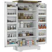 Aosom Storage Cabinet Farmhouse Kitchen Storage Cabinet with Doors and Adjustable Shelves in Cream White