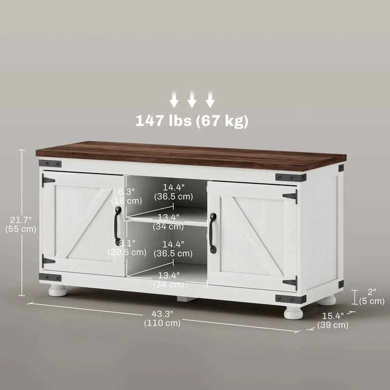 Aosom TV Stand Farmhouse TV Stand in White