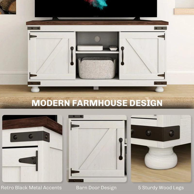 Aosom TV Stand Farmhouse TV Stand in White