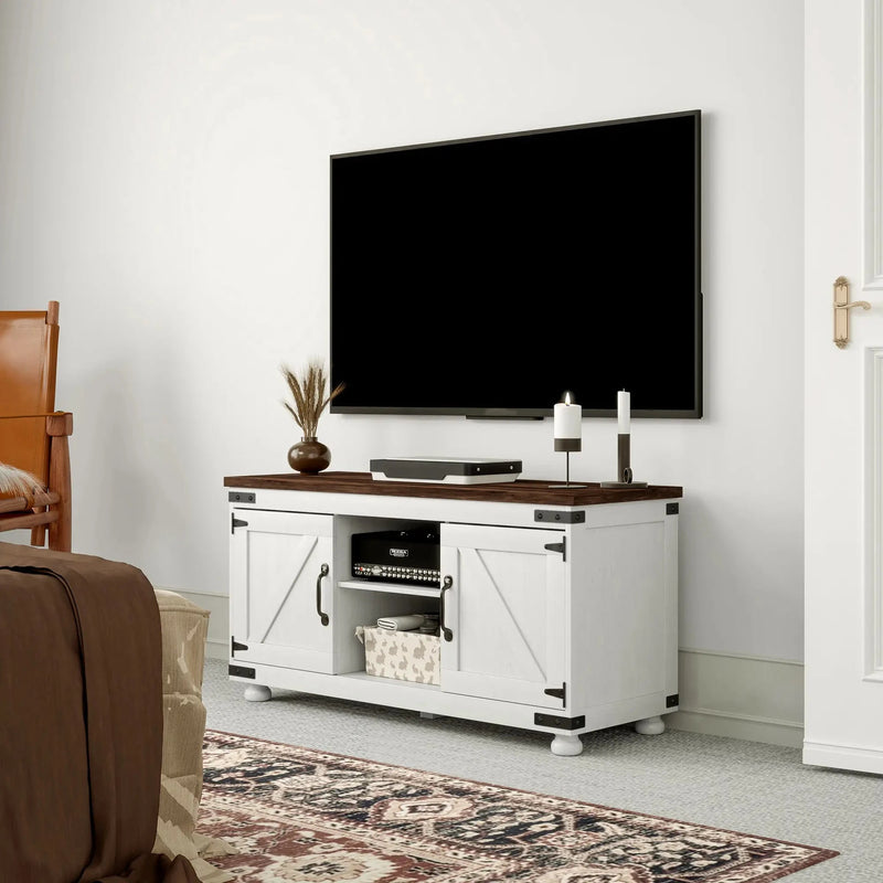 Aosom TV Stand Farmhouse TV Stand in White