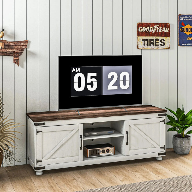 Aosom TV Stand Farmhouse TV Stand in White