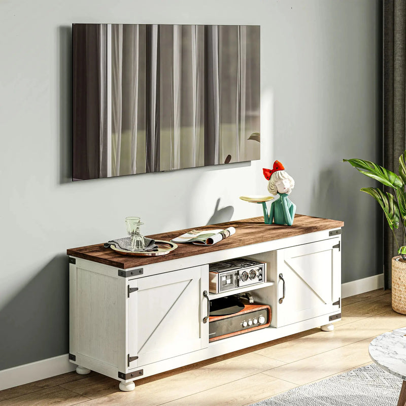 Aosom TV Stand Farmhouse TV Stand in White