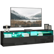 Aosom TV Stand High Gloss Black Led Lighted TV Stand For Up To 75" TV with Storage Drawers - Available in 2 Colours