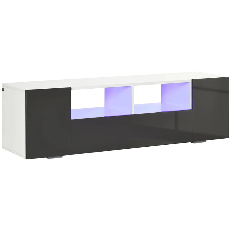 Aosom TV Stand High Gloss Grey TV Stand With Led Lights And Storage Shelves - Available in 4 Colours
