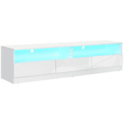 Aosom TV Stand High Gloss White Led Lighted TV Stand For Up To 75" TV with Storage Drawers - Available in 2 Colours