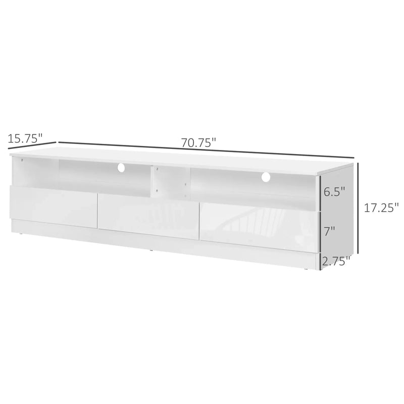 Aosom TV Stand Led Lighted TV Stand For Up To 75" TV with Storage Drawers - Available in 2 Colours