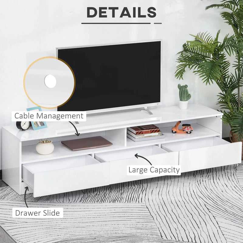 Aosom TV Stand Led Lighted TV Stand For Up To 75" TV with Storage Drawers - Available in 2 Colours