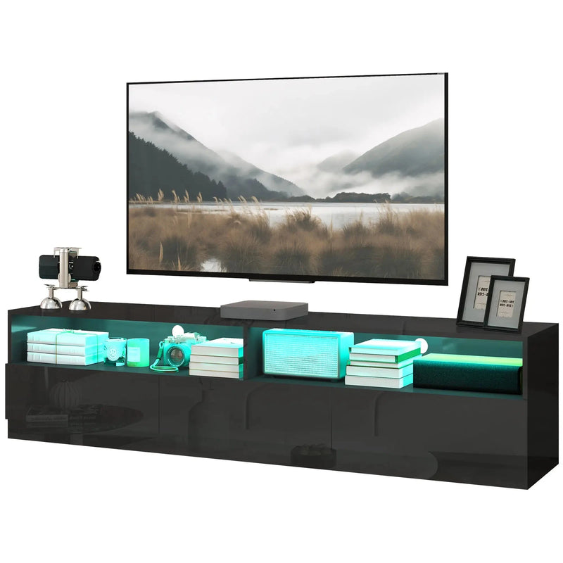 Aosom TV Stand Led Lighted TV Stand For Up To 75" TV with Storage Drawers - Available in 2 Colours