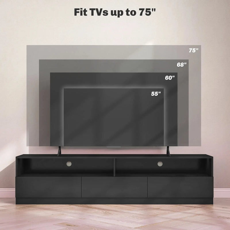 Aosom TV Stand Led Lighted TV Stand For Up To 75" TV with Storage Drawers - Available in 2 Colours