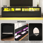 Aosom TV Stand Led Lighted TV Stand For Up To 75" TV with Storage Drawers - Available in 2 Colours