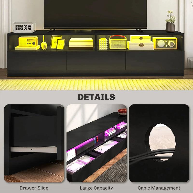 Aosom TV Stand Led Lighted TV Stand For Up To 75" TV with Storage Drawers - Available in 2 Colours