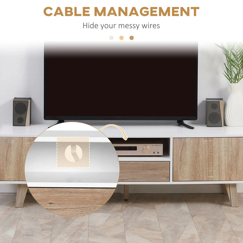 Aosom TV Stand Modern TV Stand Cabinet For Up To 60" TV with Push-Open Drawer, Storage Compartment and Cable Management