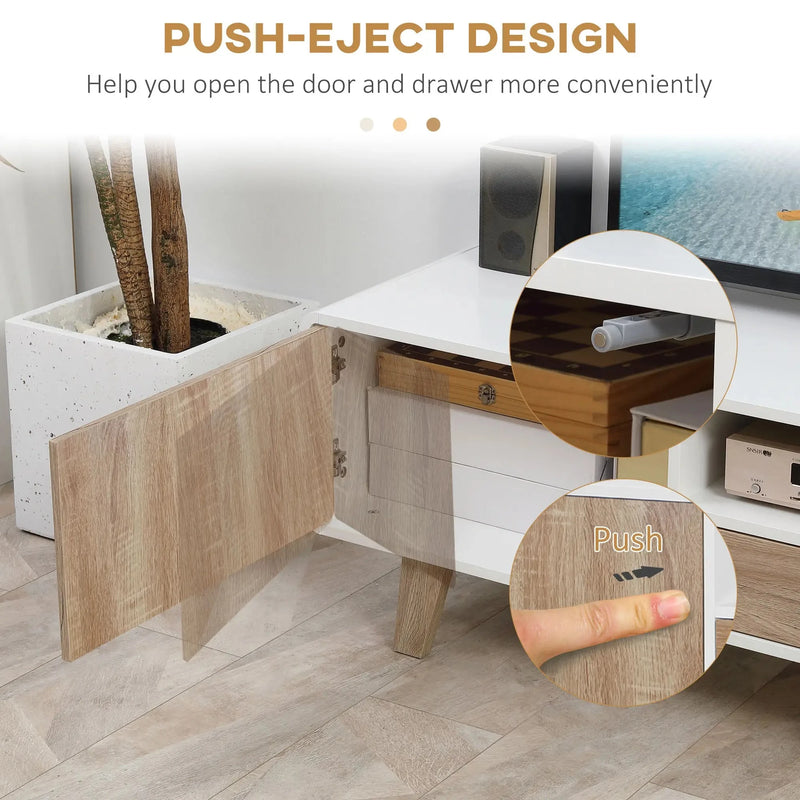Aosom TV Stand Modern TV Stand Cabinet For Up To 60" TV with Push-Open Drawer, Storage Compartment and Cable Management