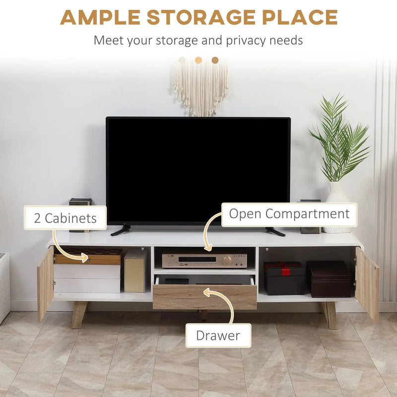 Aosom TV Stand Modern TV Stand Cabinet For Up To 60" TV with Push-Open Drawer, Storage Compartment and Cable Management