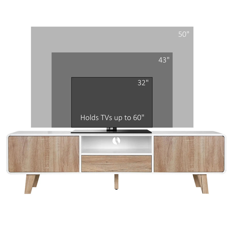 Aosom TV Stand Modern TV Stand Cabinet For Up To 60" TV with Push-Open Drawer, Storage Compartment and Cable Management