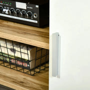Aosom TV Stand Modern TV Stand For Up To 63" TV With Storage Shelves in Oak and White