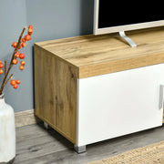 Aosom TV Stand Modern TV Stand For Up To 63" TV With Storage Shelves in Oak and White