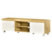 Aosom TV Stand Modern TV Stand For Up To 63" TV With Storage Shelves in Oak and White