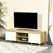 Aosom TV Stand Modern TV Stand For Up To 63" TV With Storage Shelves in Oak and White