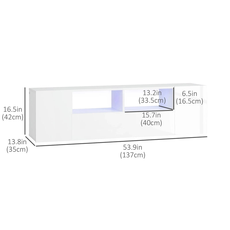 Aosom TV Stand TV Stand With Led Lights And Storage Shelves - Available in 4 Colours