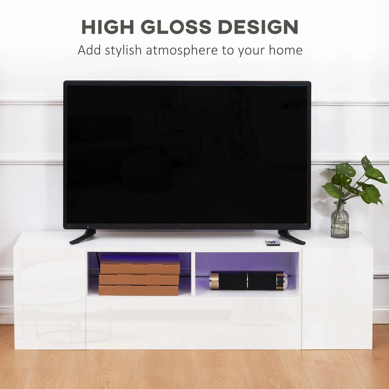 Aosom TV Stand TV Stand With Led Lights And Storage Shelves - Available in 4 Colours
