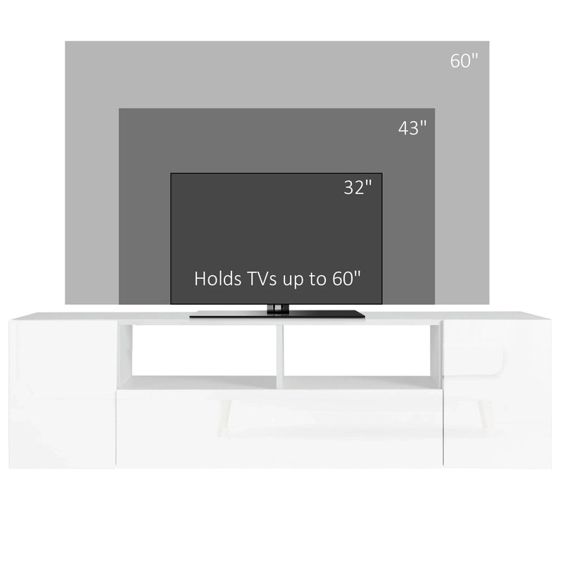 Aosom TV Stand TV Stand With Led Lights And Storage Shelves - Available in 4 Colours