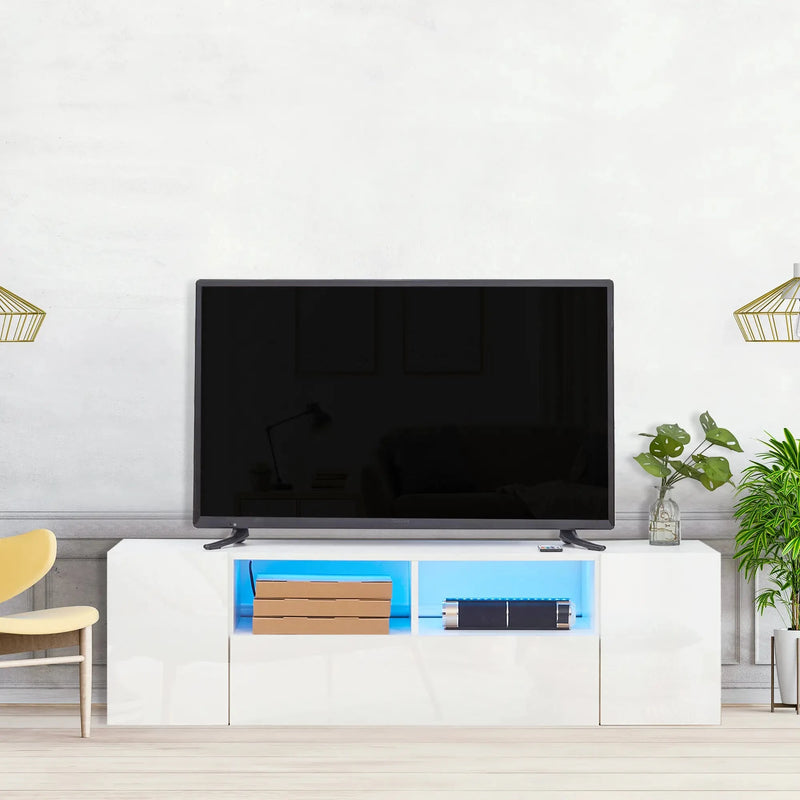 Aosom TV Stand TV Stand With Led Lights And Storage Shelves - Available in 4 Colours