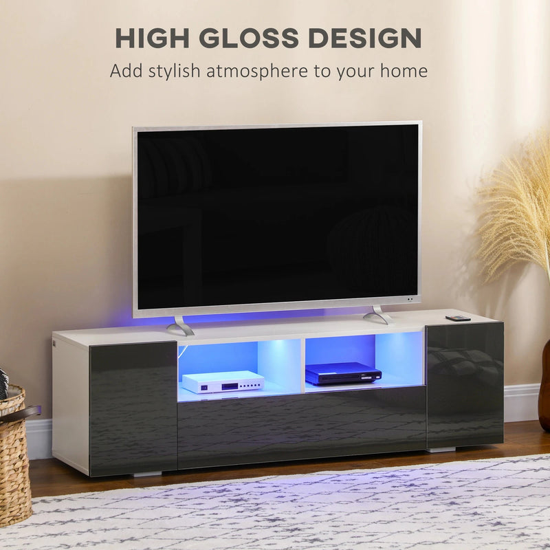 Aosom TV Stand TV Stand With Led Lights And Storage Shelves - Available in 4 Colours
