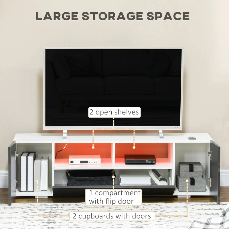 Aosom TV Stand TV Stand With Led Lights And Storage Shelves - Available in 4 Colours