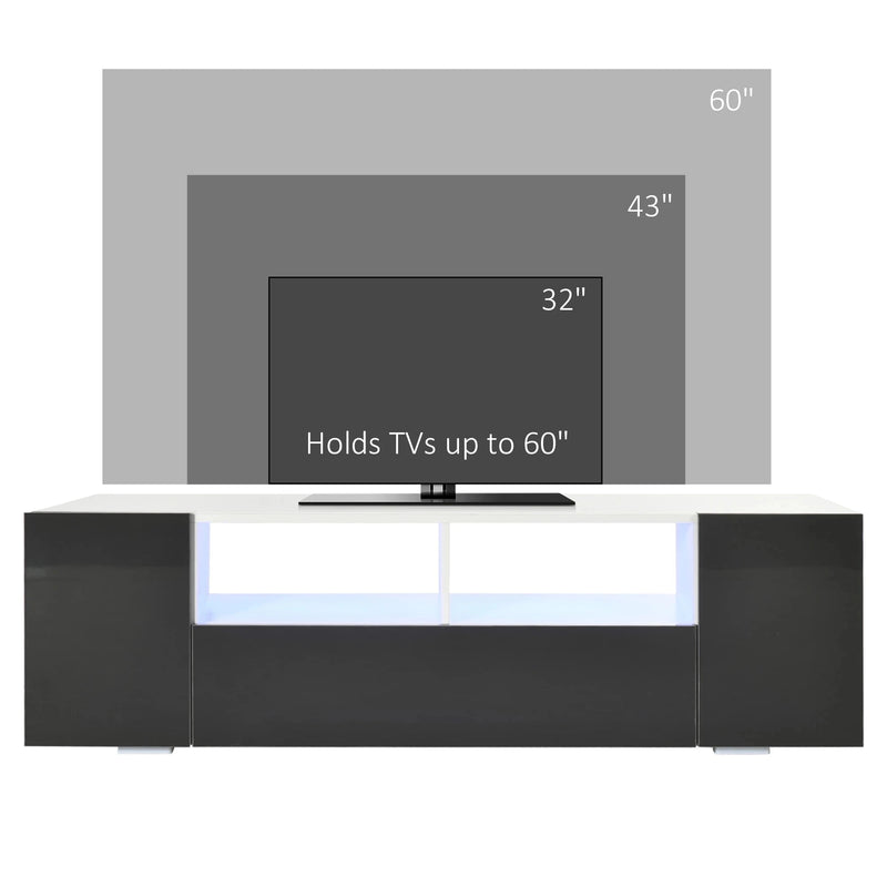 Aosom TV Stand TV Stand With Led Lights And Storage Shelves - Available in 4 Colours