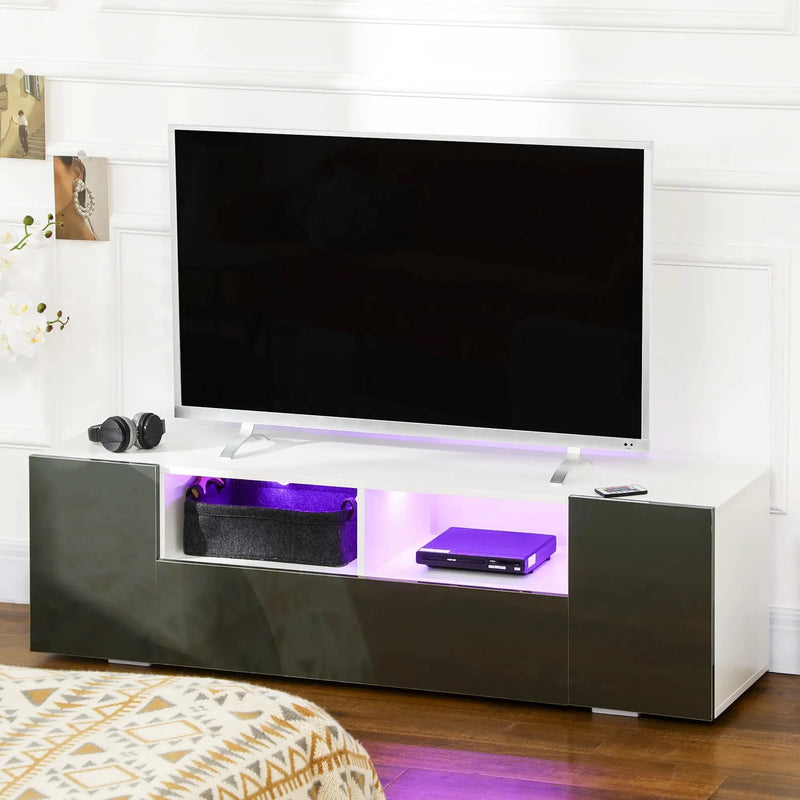 Aosom TV Stand TV Stand With Led Lights And Storage Shelves - Available in 4 Colours