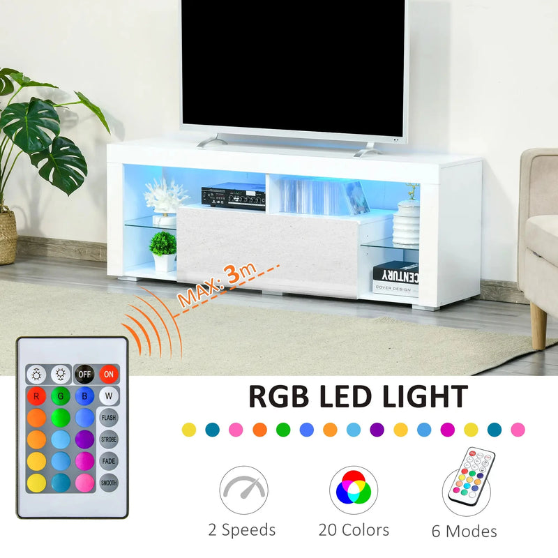 Aosom TV Stand TV Stand With Led Lights And Storage Shelves - Available in 4 Colours