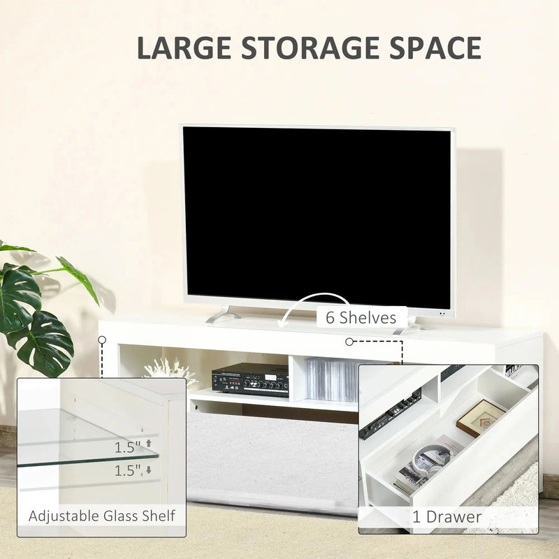 Aosom TV Stand TV Stand With Led Lights And Storage Shelves - Available in 4 Colours