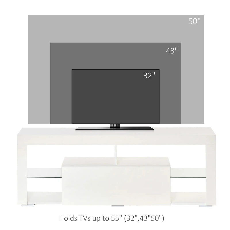 Aosom TV Stand TV Stand With Led Lights And Storage Shelves - Available in 4 Colours