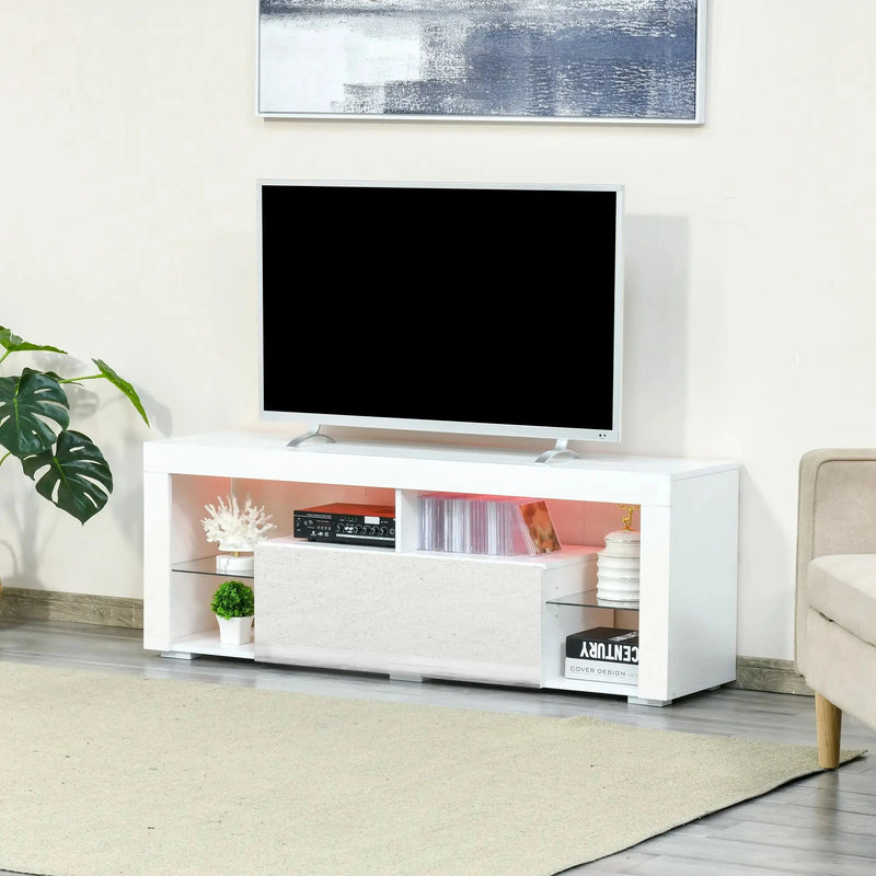 Aosom TV Stand TV Stand With Led Lights And Storage Shelves - Available in 4 Colours