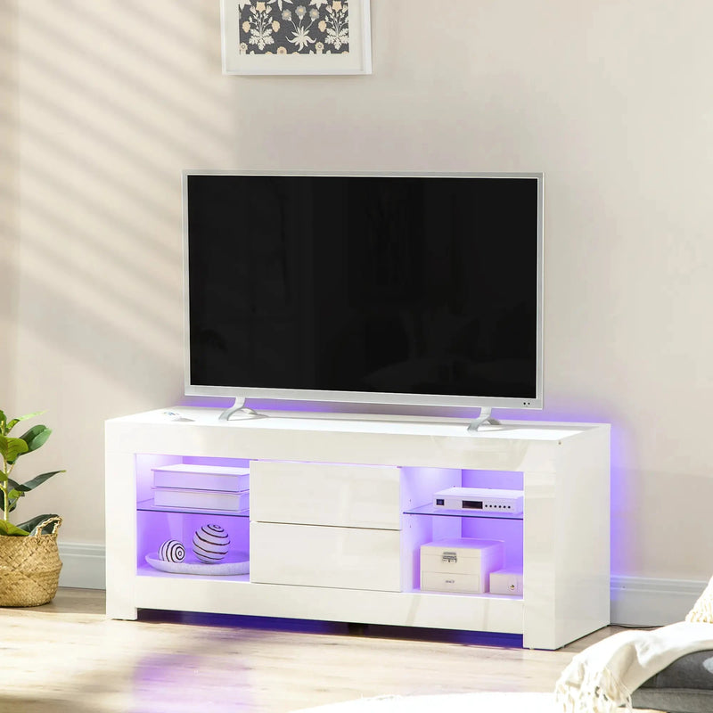 Aosom TV Stand TV Stand With Led Lights And Storage Shelves - Available in 4 Colours